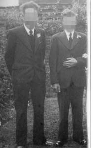 The brothers as they appear in the book (faces obscured)